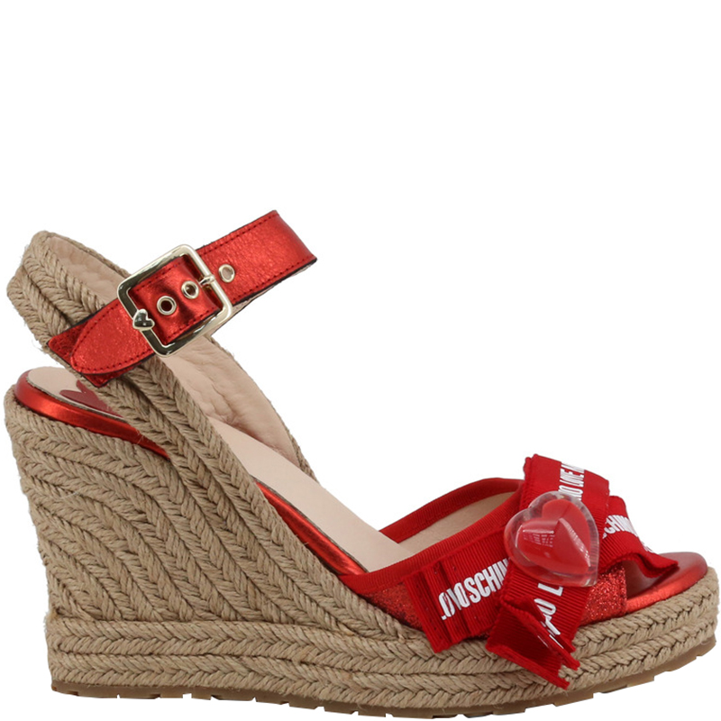 red espadrille wedge sandals