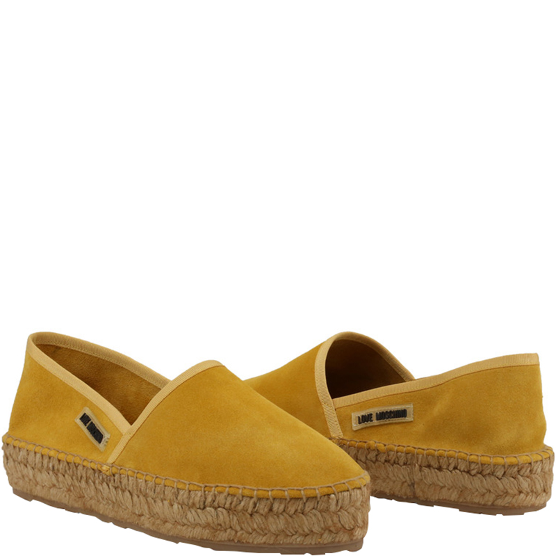 

Love Moschino Mustard Yellow Suede Platform Espadrilles Size