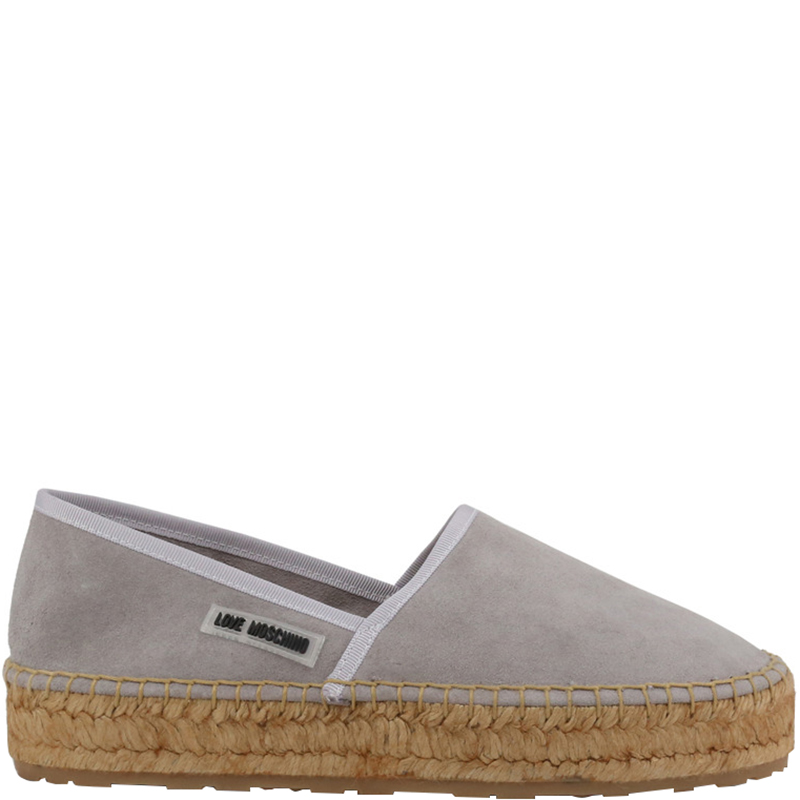 Love Moschino Grey Suede Platform Espadrilles Size 38