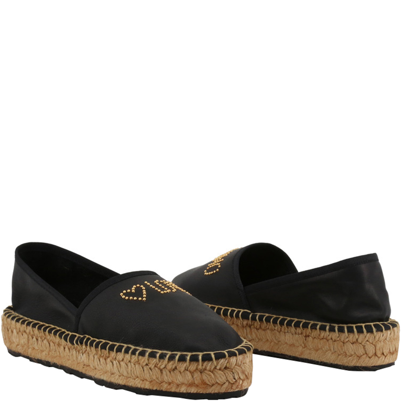 

Love Moschino Black Faux Leather Platform Espadrilles Size