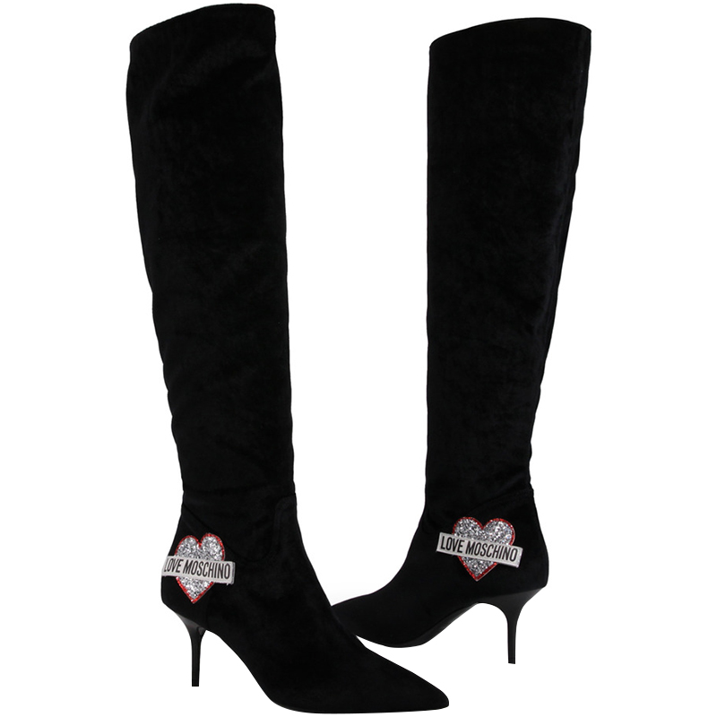 

Love Moschino Black Velvet Over the Knee Boots Size