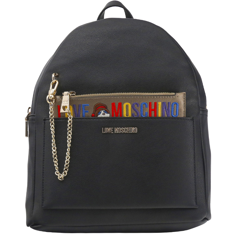 Pre Owned Love Moschino Black Leather Backpack