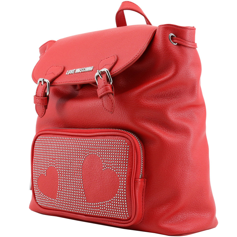 

Love Moschino Red Faux Leather Studded Backpack