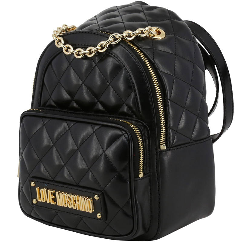 

Love Moschino Black Quilted Faux Leather Chain Handle Backpack