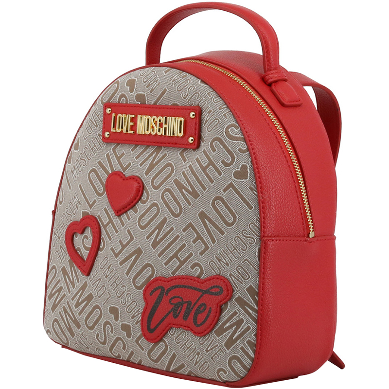 

Love Moschino Two Tone Signature Fabric and Faux Leather Backpack, Multicolor