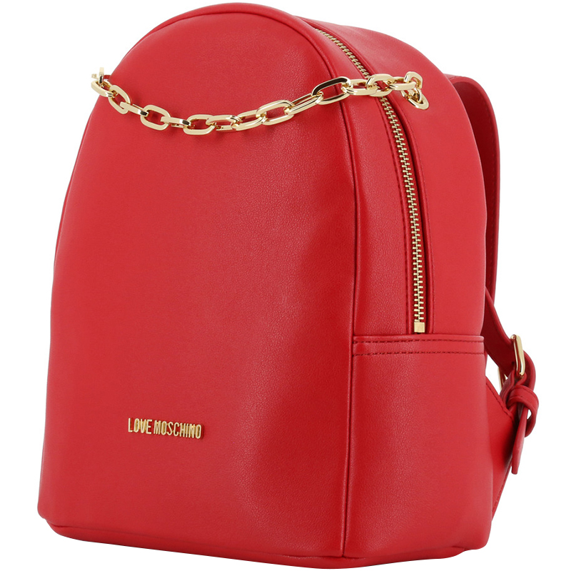 

Love Moschino Red Faux Leather Chain Backpack Bag