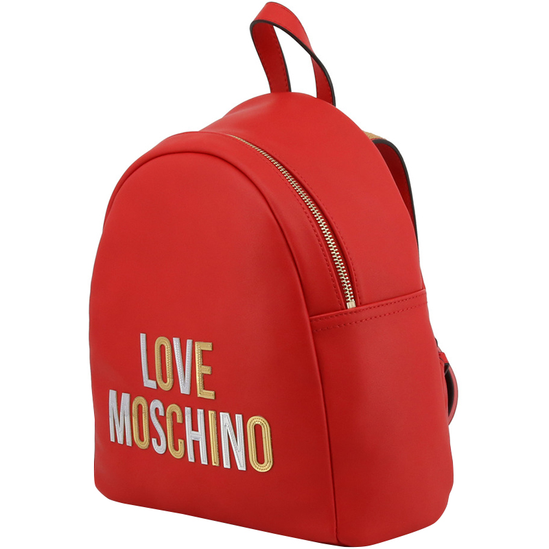 

Love Moschino Red Faux Leather Applique Backpack