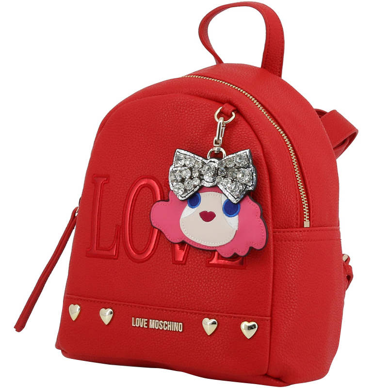 

Love Moschino Red Faux Leather Love Applique Backpack