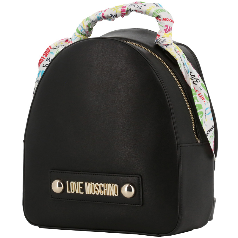 

Love Moschino Black Faux Leather Scarf Backpack