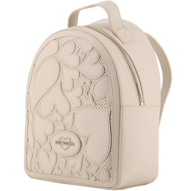 

Love Moschino Beige Faux Cut-Out Perforated Leather Backpack