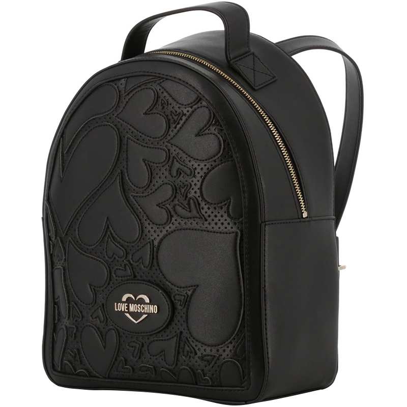 

Love Moschino Black Faux Cut-Out Perforated Leather Backpack