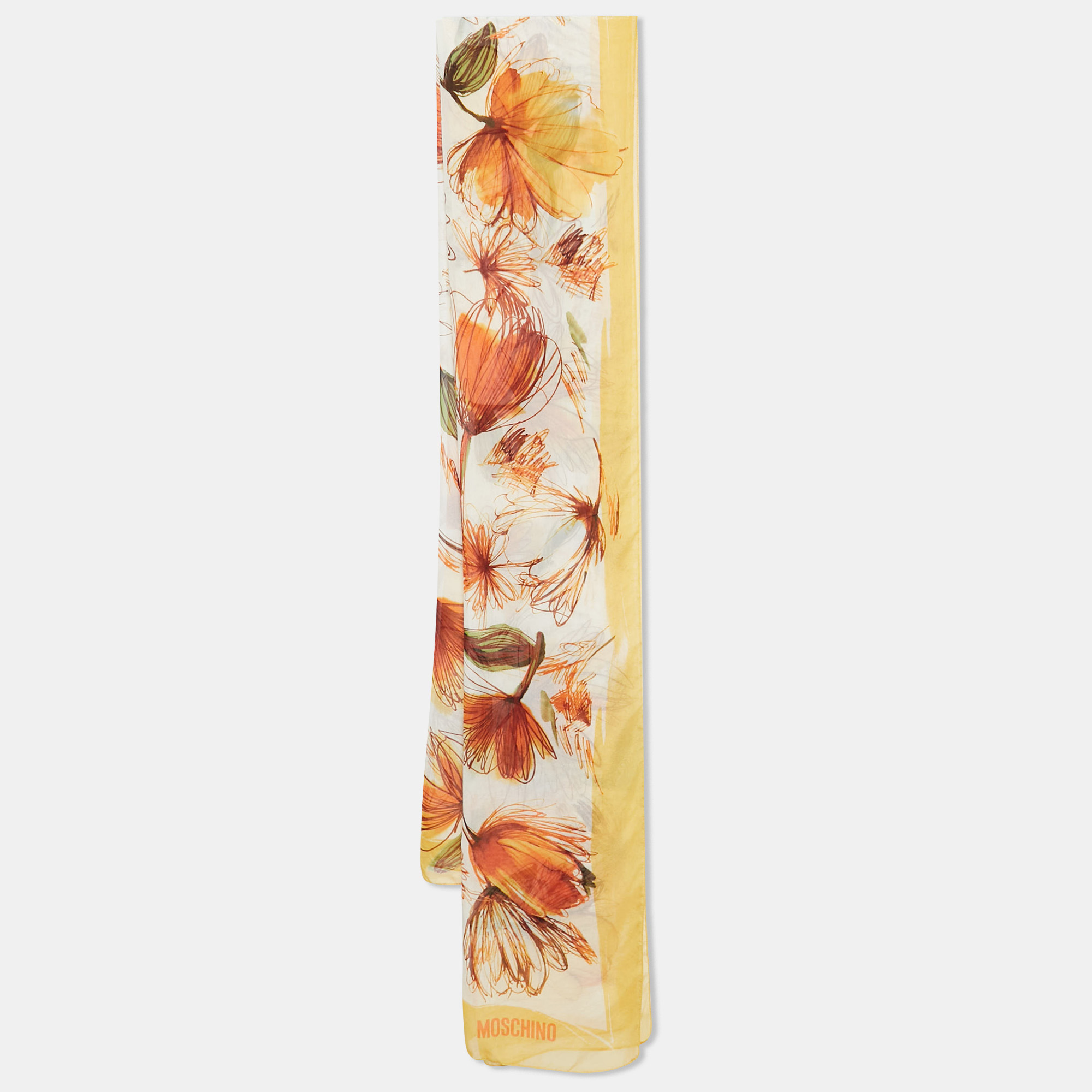 

Moschino Larioseta Yellow Floral Print Silk Stole