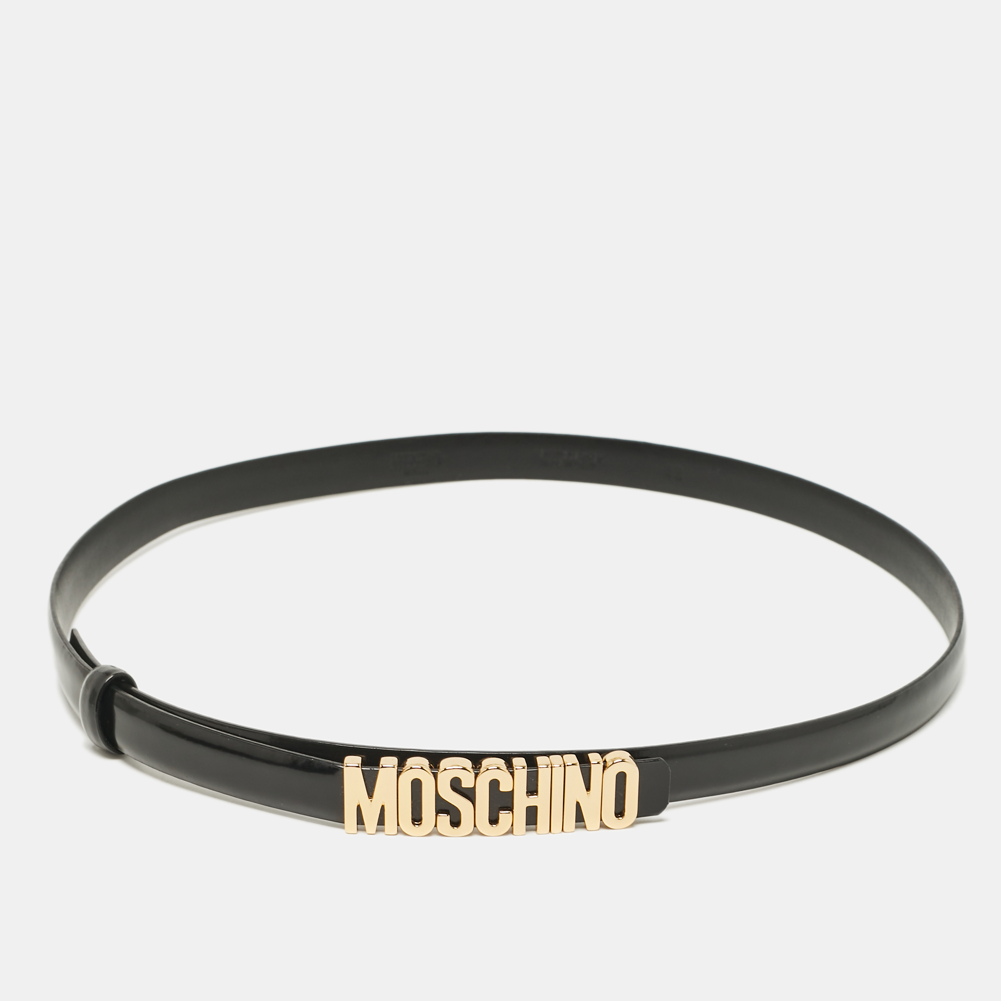 

Moschino Black Leather Classic Logo Waist Belt