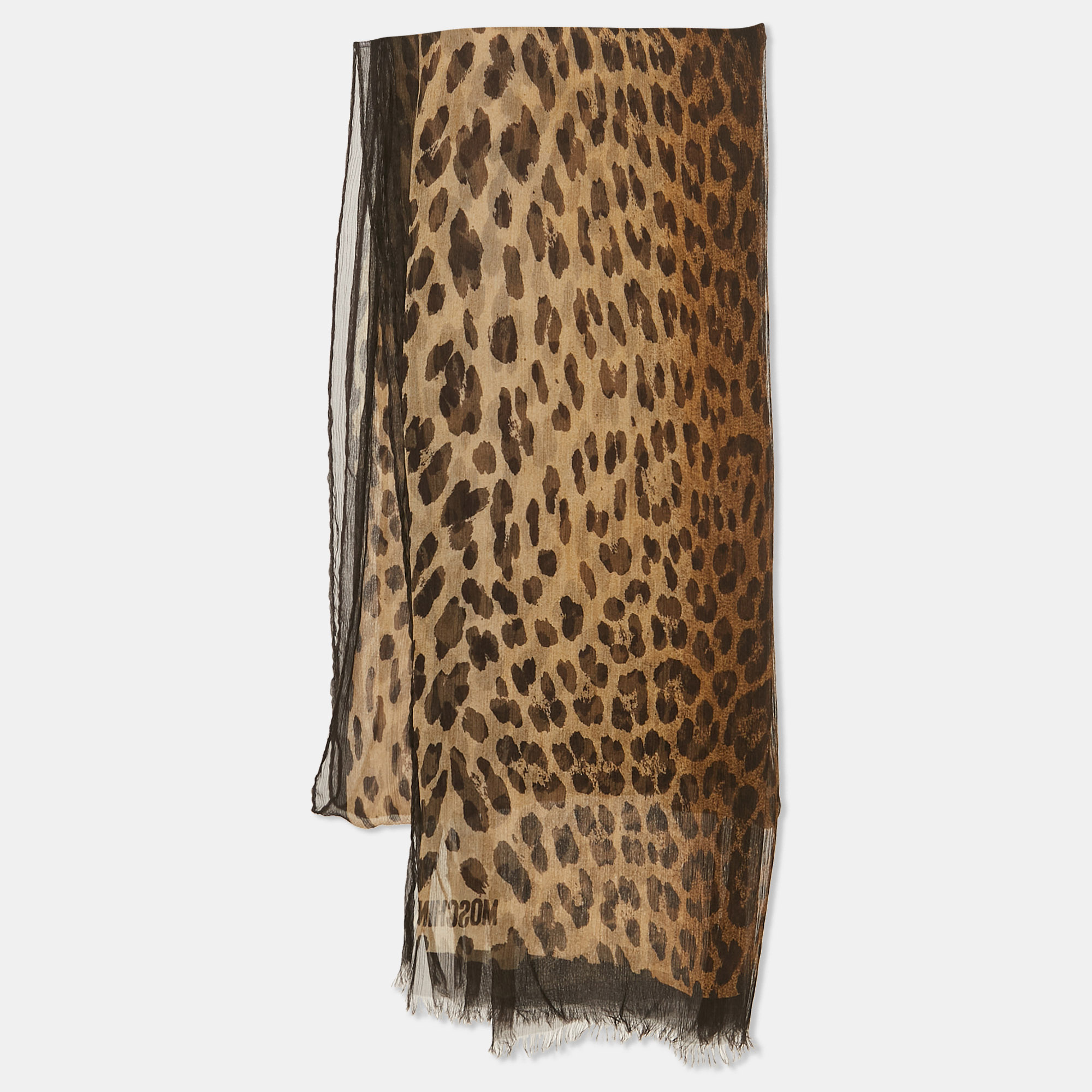 

Moschino Brown Animal Print Silk Scarf
