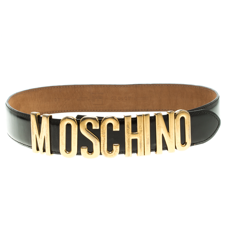 Moschino Glossy Black Leather Redwall Logo Belt 100cm Moschino | The ...