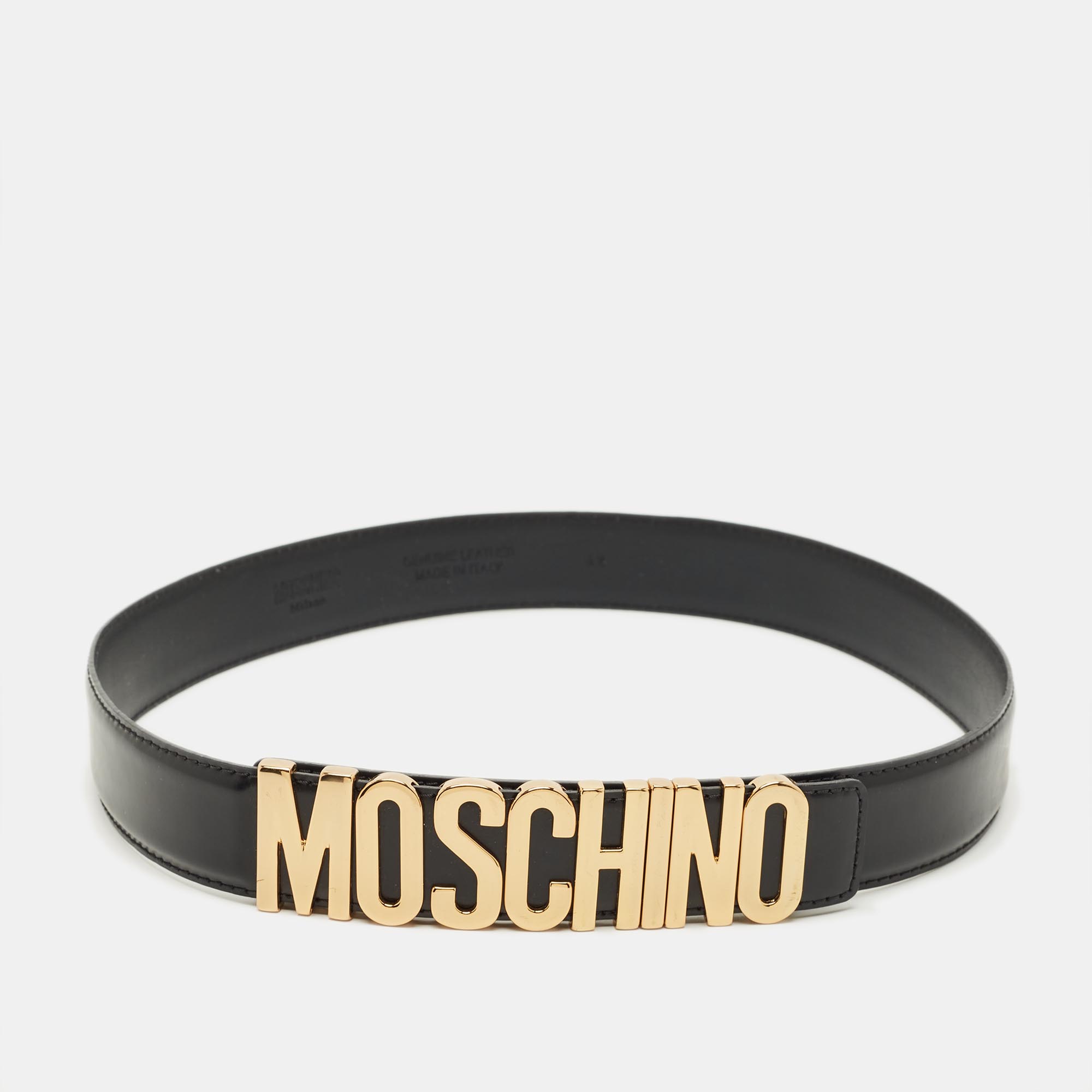 

Moschino Classic Logo  Waist Belt Black Leather
