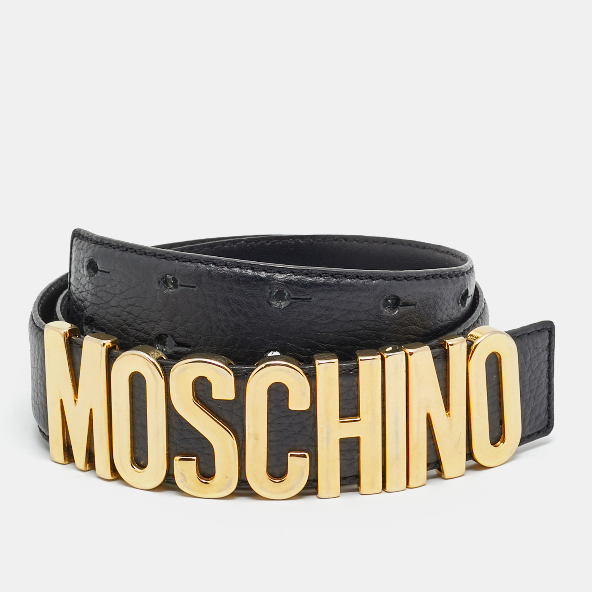 

Moschino Classic Logo  Waist Belt Black Leather