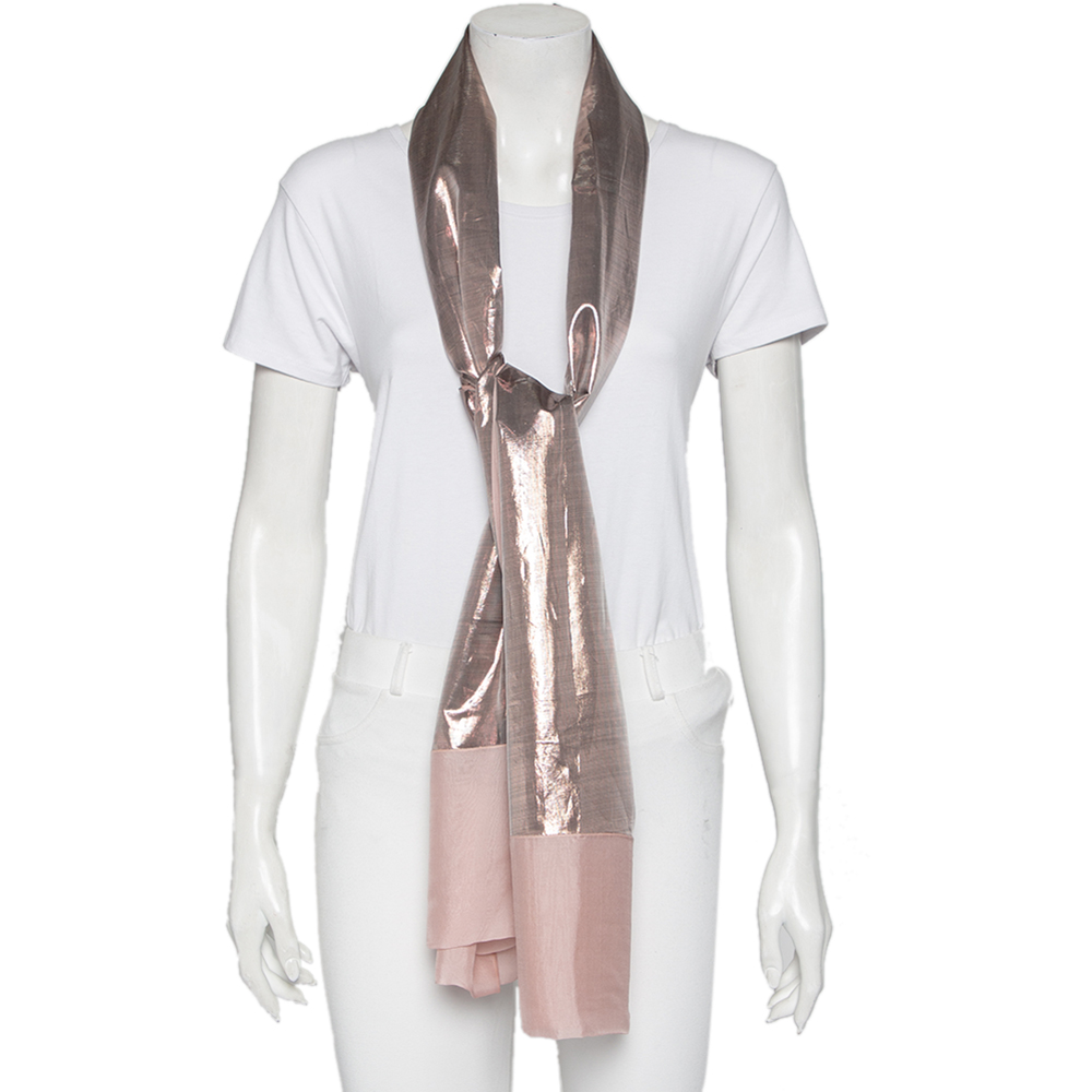 

Moschino Pink & Gold Lamé Silk Scarf, Metallic