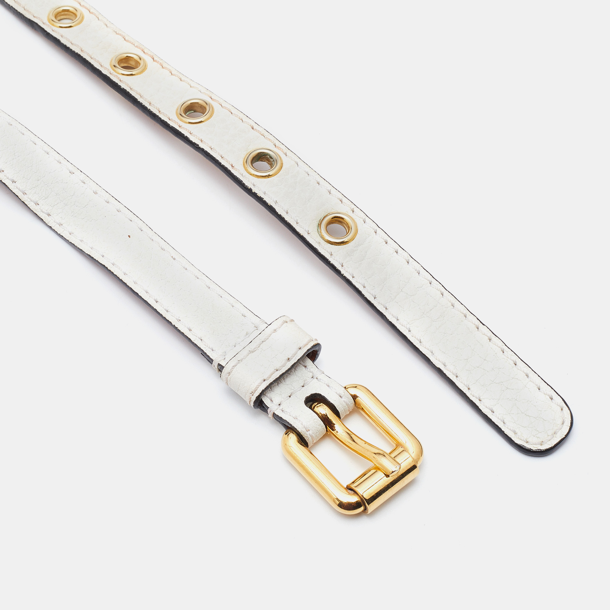 

Moschino Off White Leather Logo Buckle Waist Belt