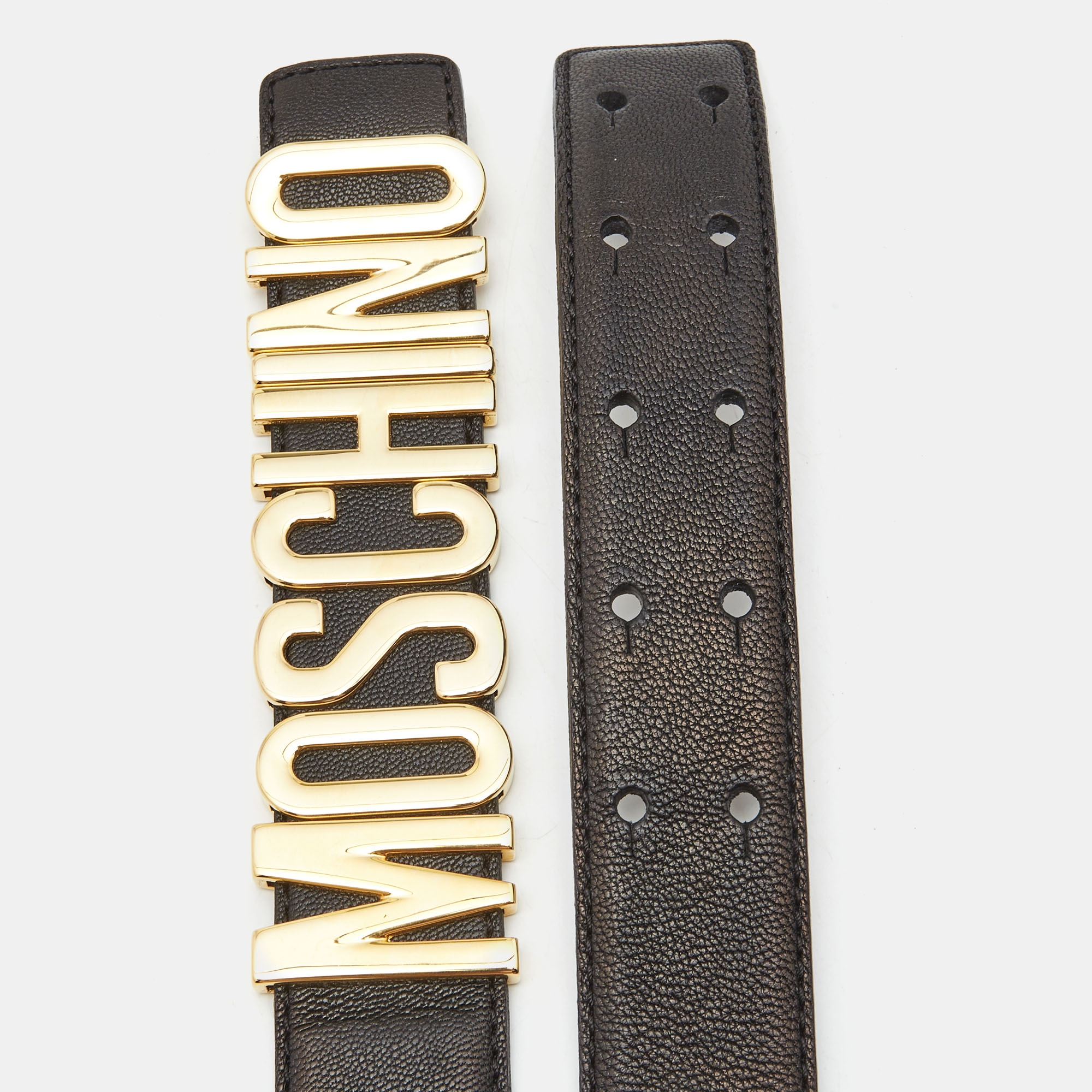 

Moschino Black Classic Logo Waist Belt