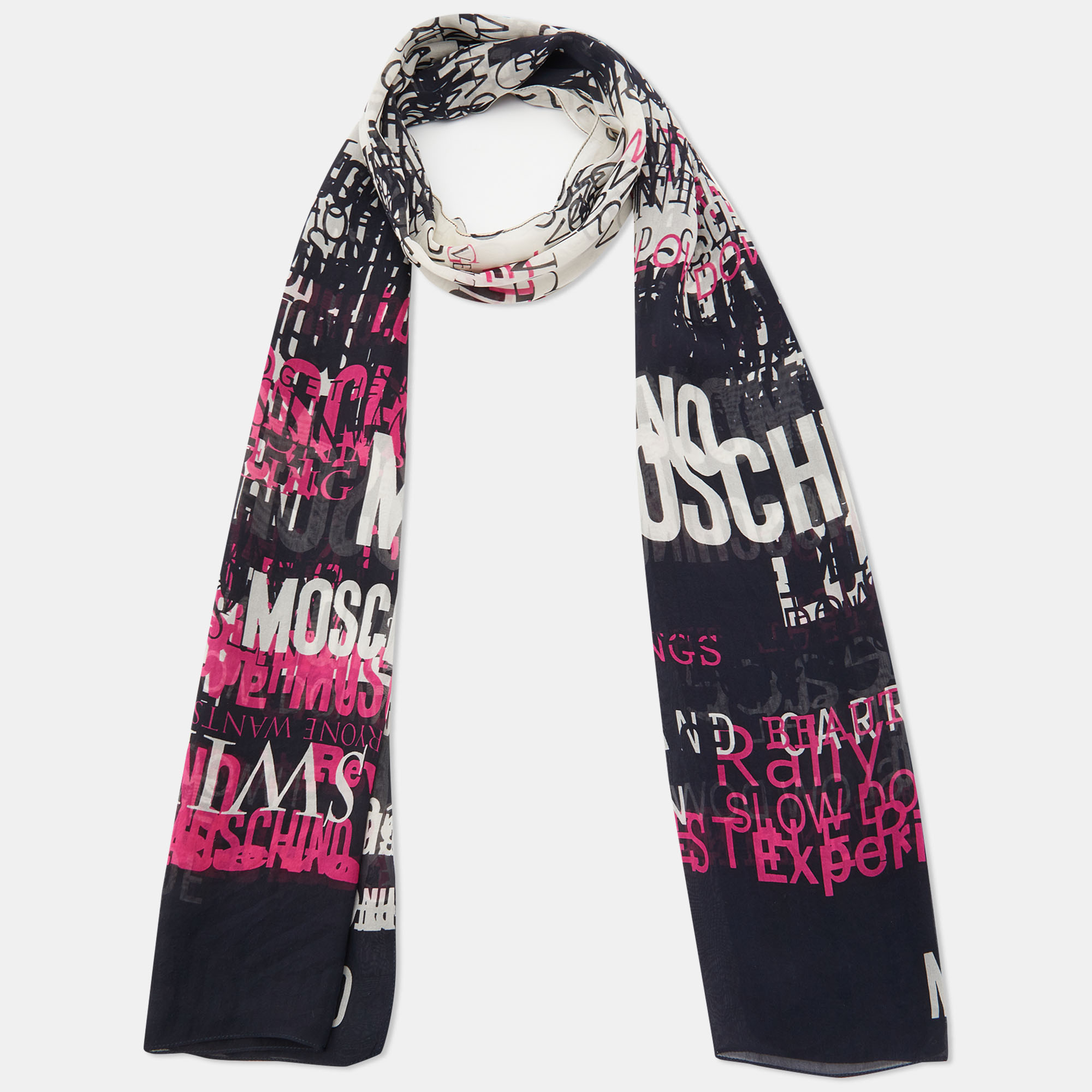 

Moschino Multicolor Printed Silk Scarf, Cream