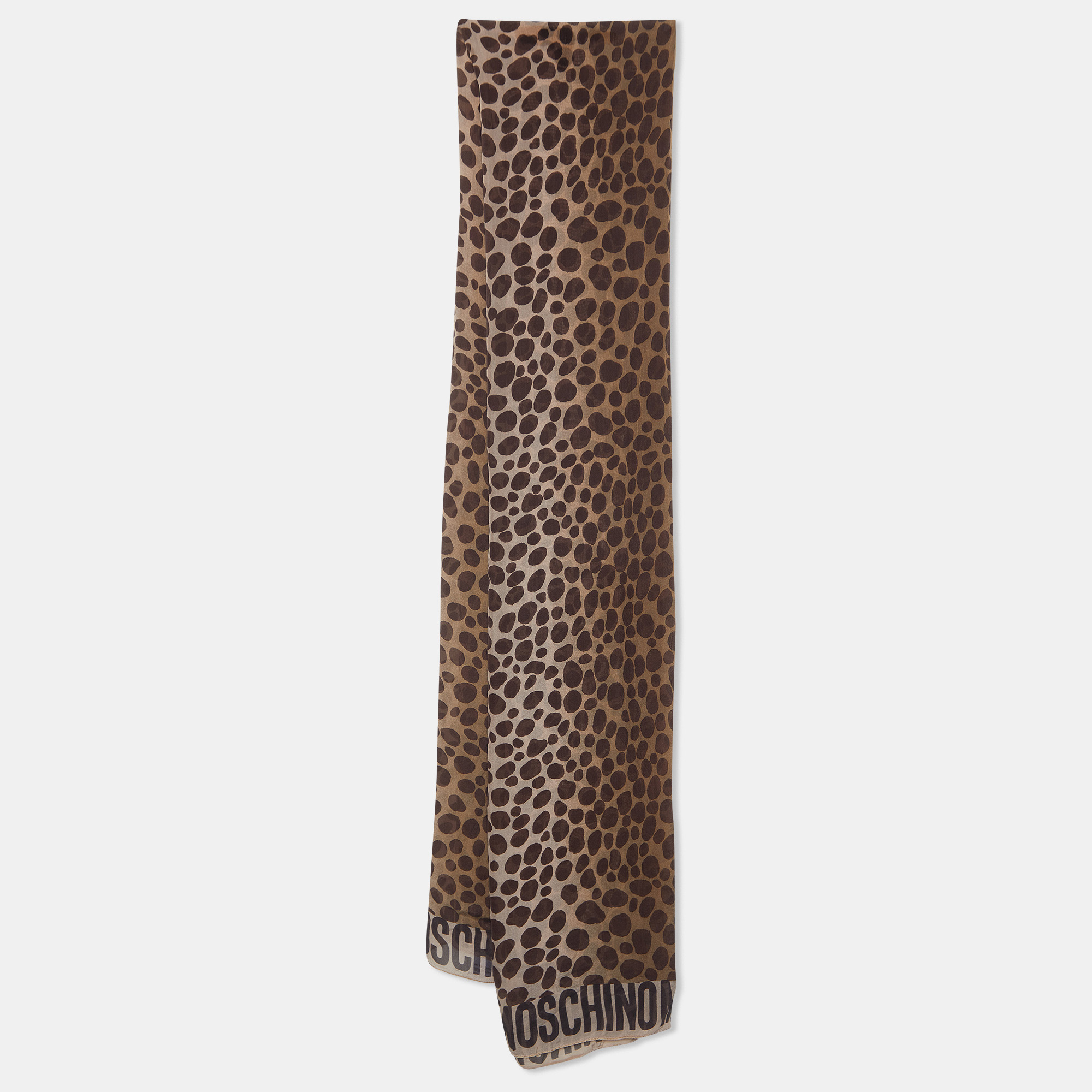 Pre-owned Moschino Brown Animal Print Silk Stole