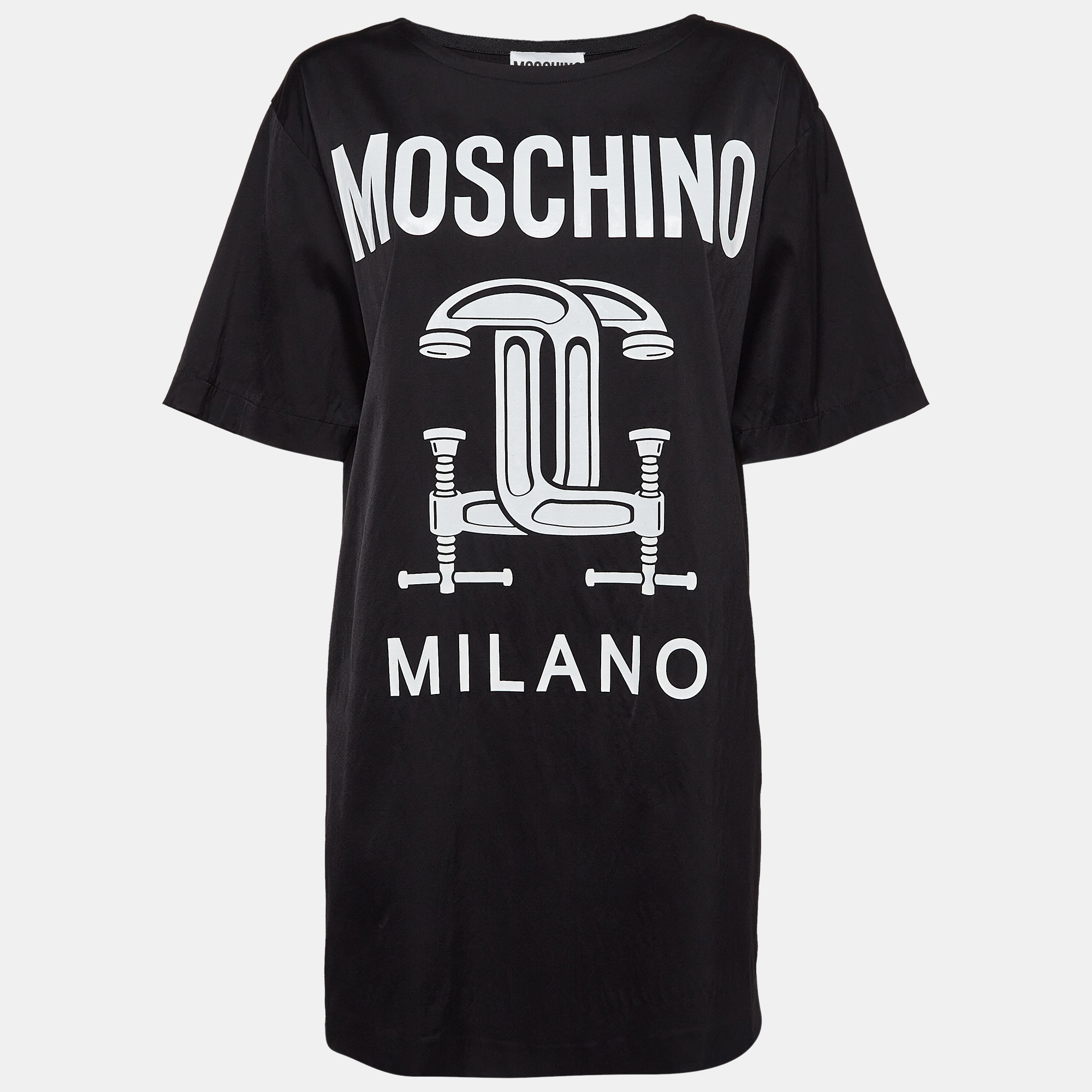 

Moschino Couture Black Jersey Logo Print T-Shirt Dress M