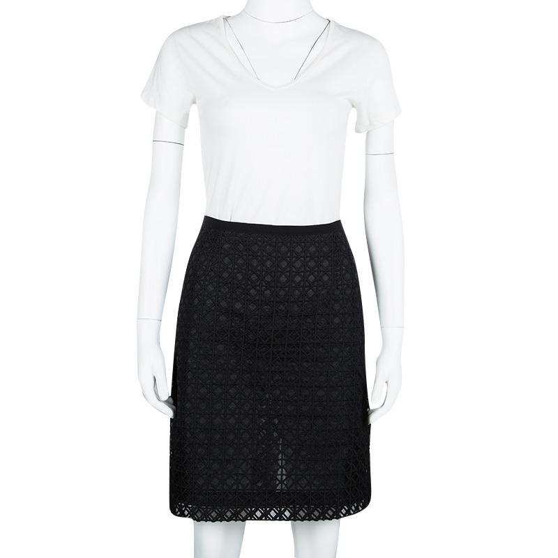 

Moschino Black Geometric Embroiderd Organza Skirt