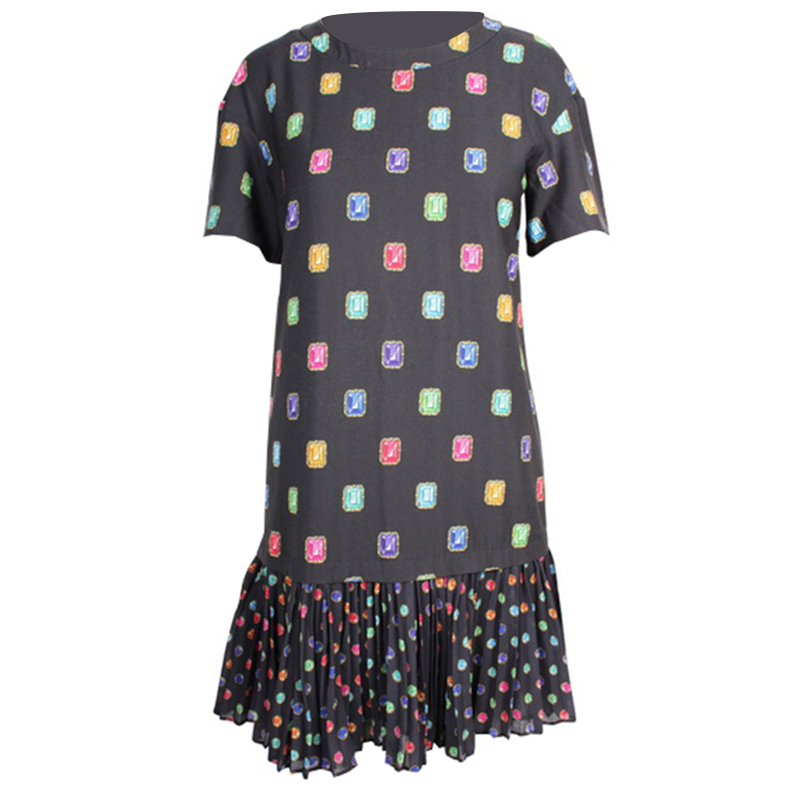 Moschino Black Jewel Print Drop Waist Dress M