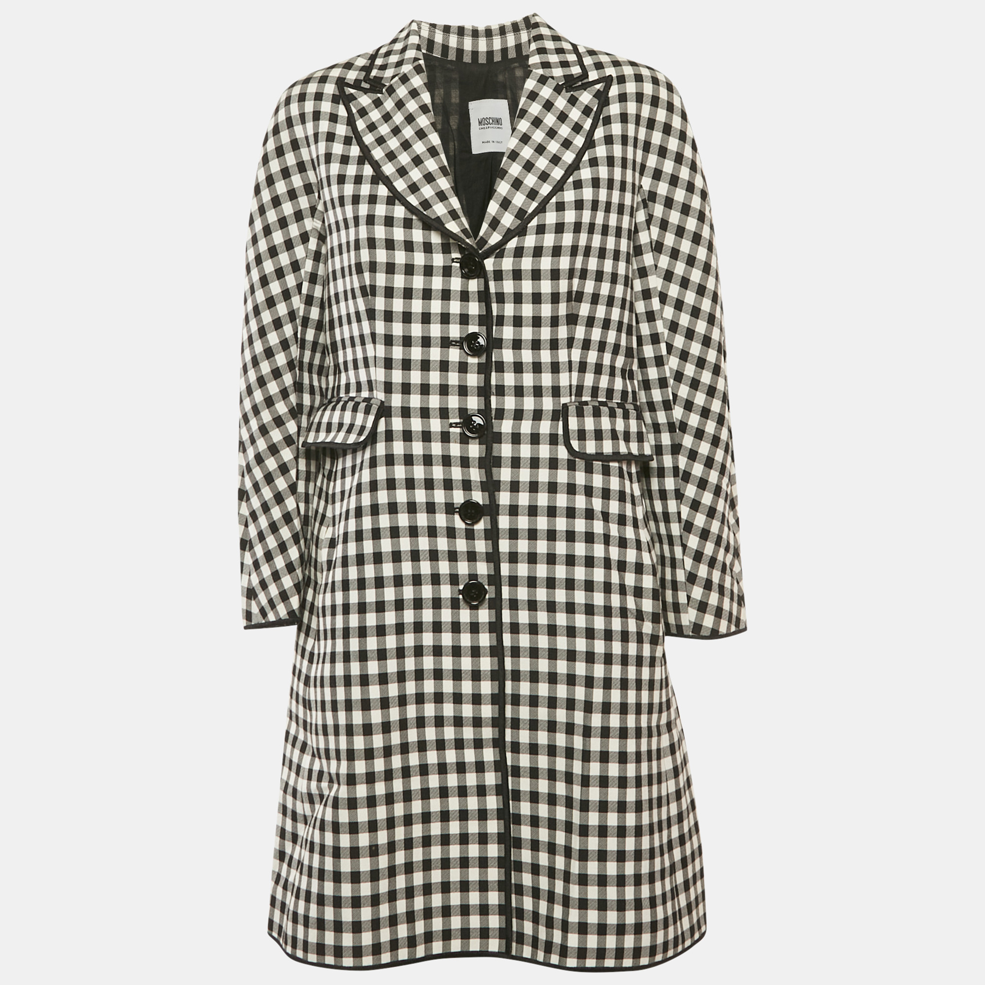 

Moschino Cheap & Chic Monochrome Checkered Cotton Coat M, Black