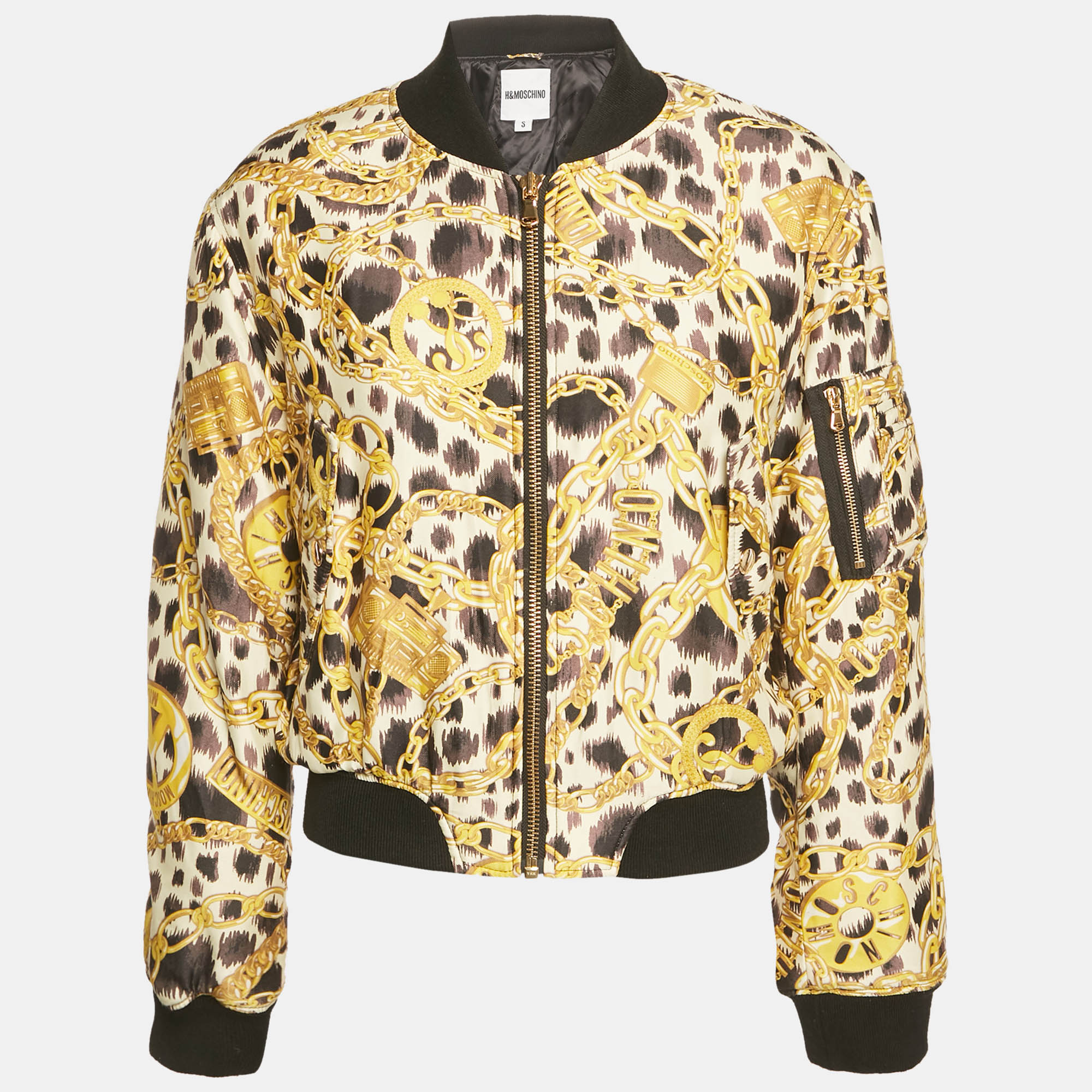 

Moschino X H&M Yellow/Black Printed Nylon Zip-Up Jacket S