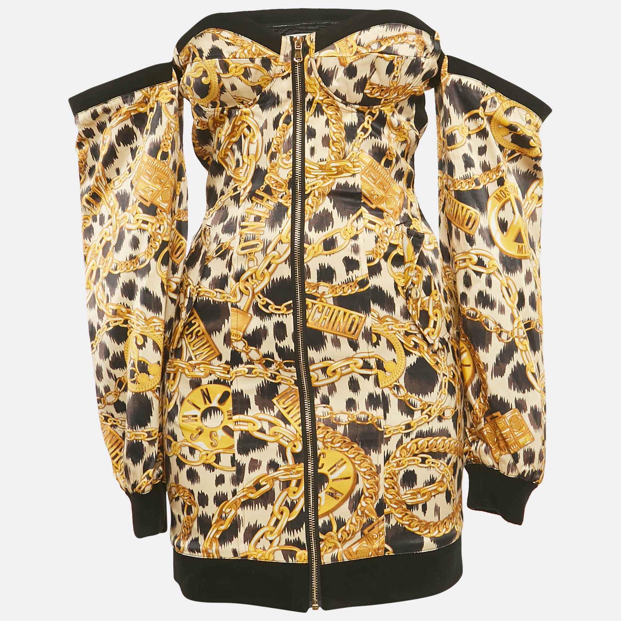 

Moschino x H&M Yellow Printed Satin Off-Shoulder Mini Dress XS