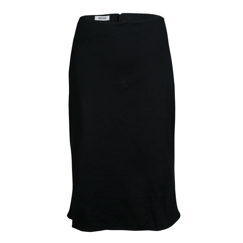 Pre Owned Moschino Black Cotton Knit High Waist Pencil Skirt M