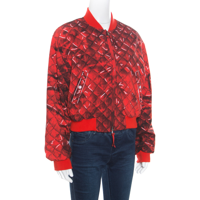 

Moschino Couture Red Trompe-'oeil Printed Bomber Jacket