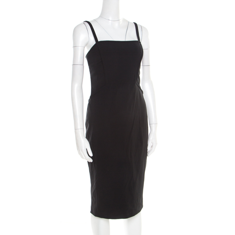 

Moschino Couture Black Wool Fitted Sleeveless Dress