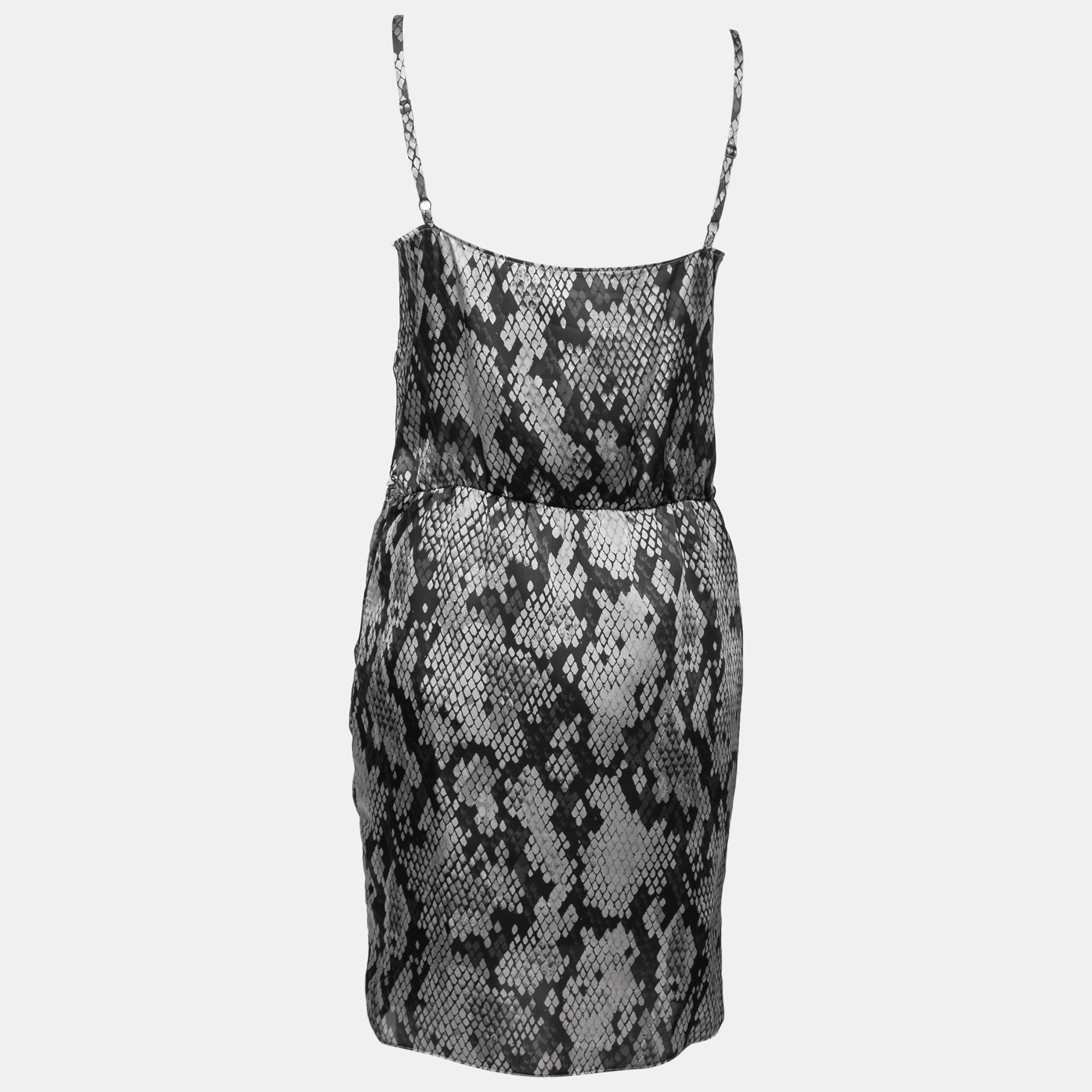 

Moschino Cheap and Chic Grey Snakeskin Print Ruffle Detail Dress