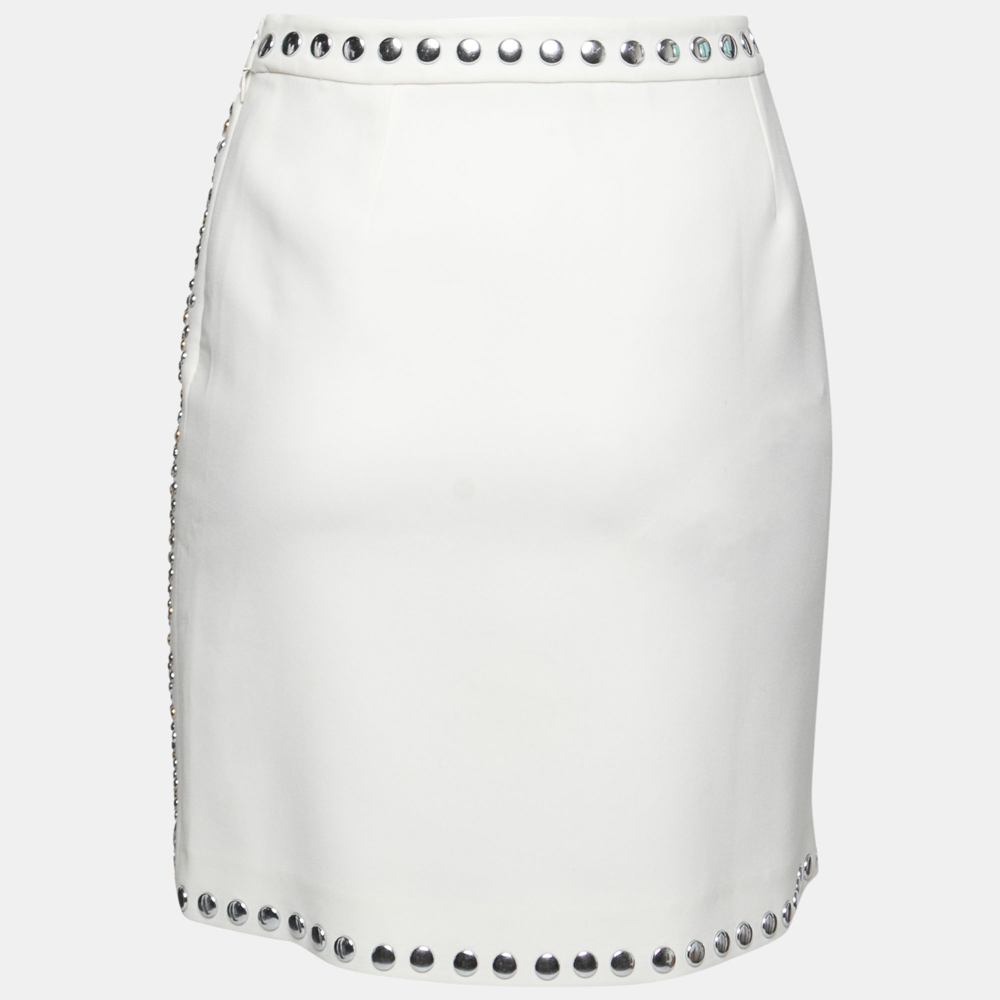 

Moschino Cheap and Chic Cream Crepe Beaded Floral Pattern Skirt