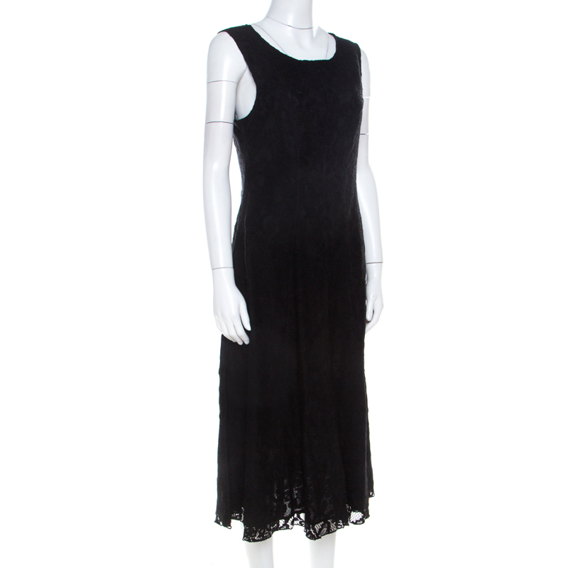 

Moschino Couture Black Lace A Line Midi Dress