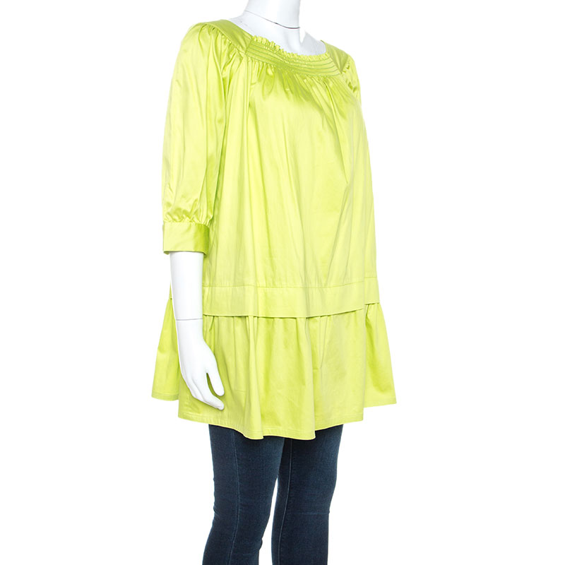 

Moschino Green Cotton Drop Waist Tunic Top