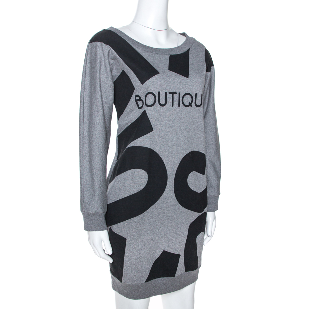 

Moschino Boutique Grey Boutique Print Cotton Jumper Dress