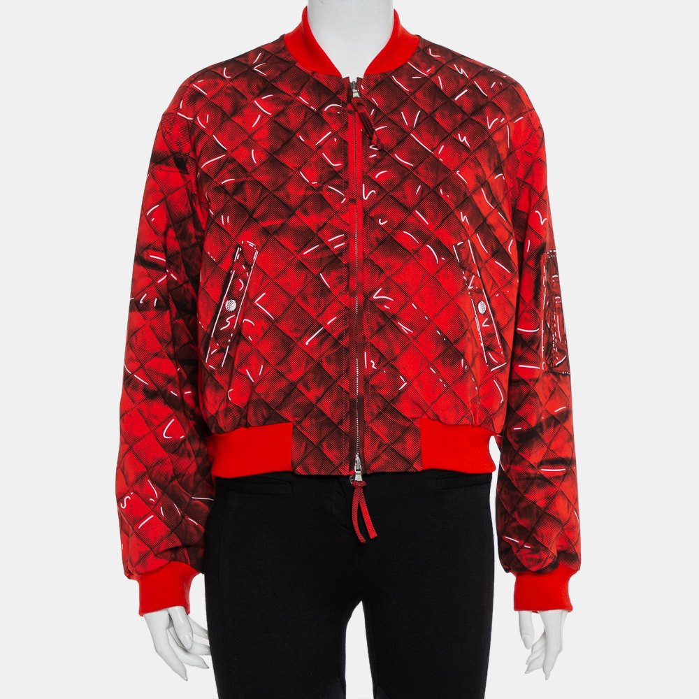 

Moschino Couture Red Trompe-L'oeil Printed Bomber Jacket M