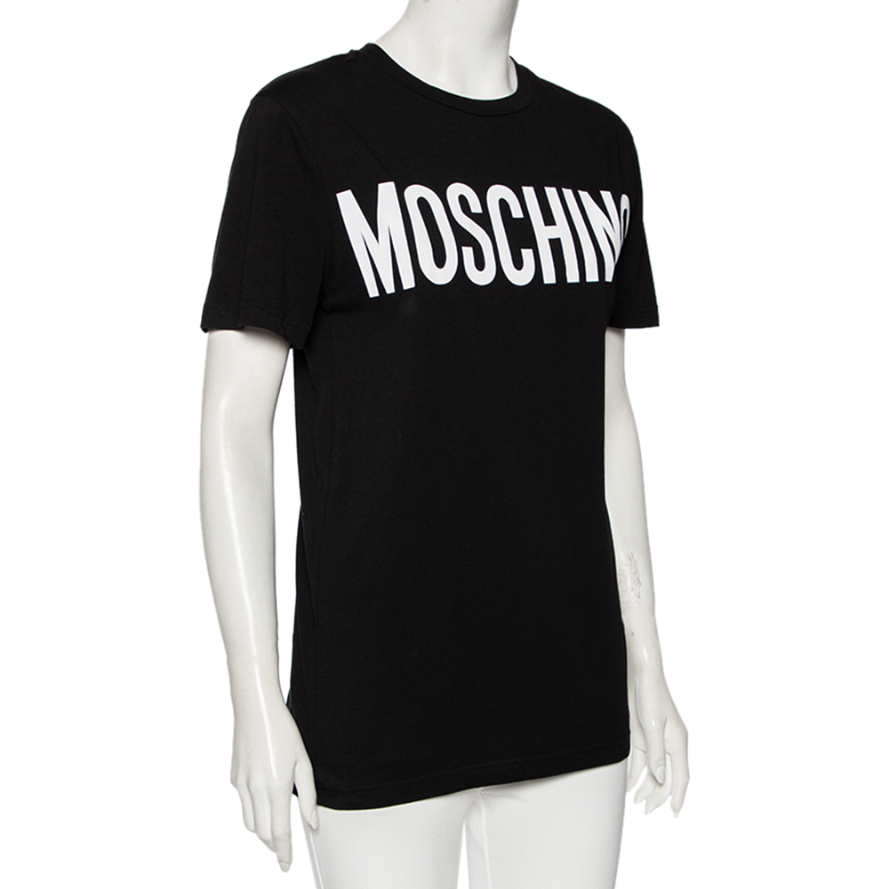 

Moschino Black Cotton Logo Printed Short Sleeve T-Shirt