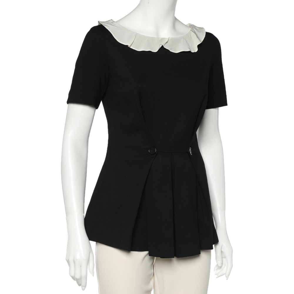 

Moschino Black Modal Knit Contrast Neck Detail Top