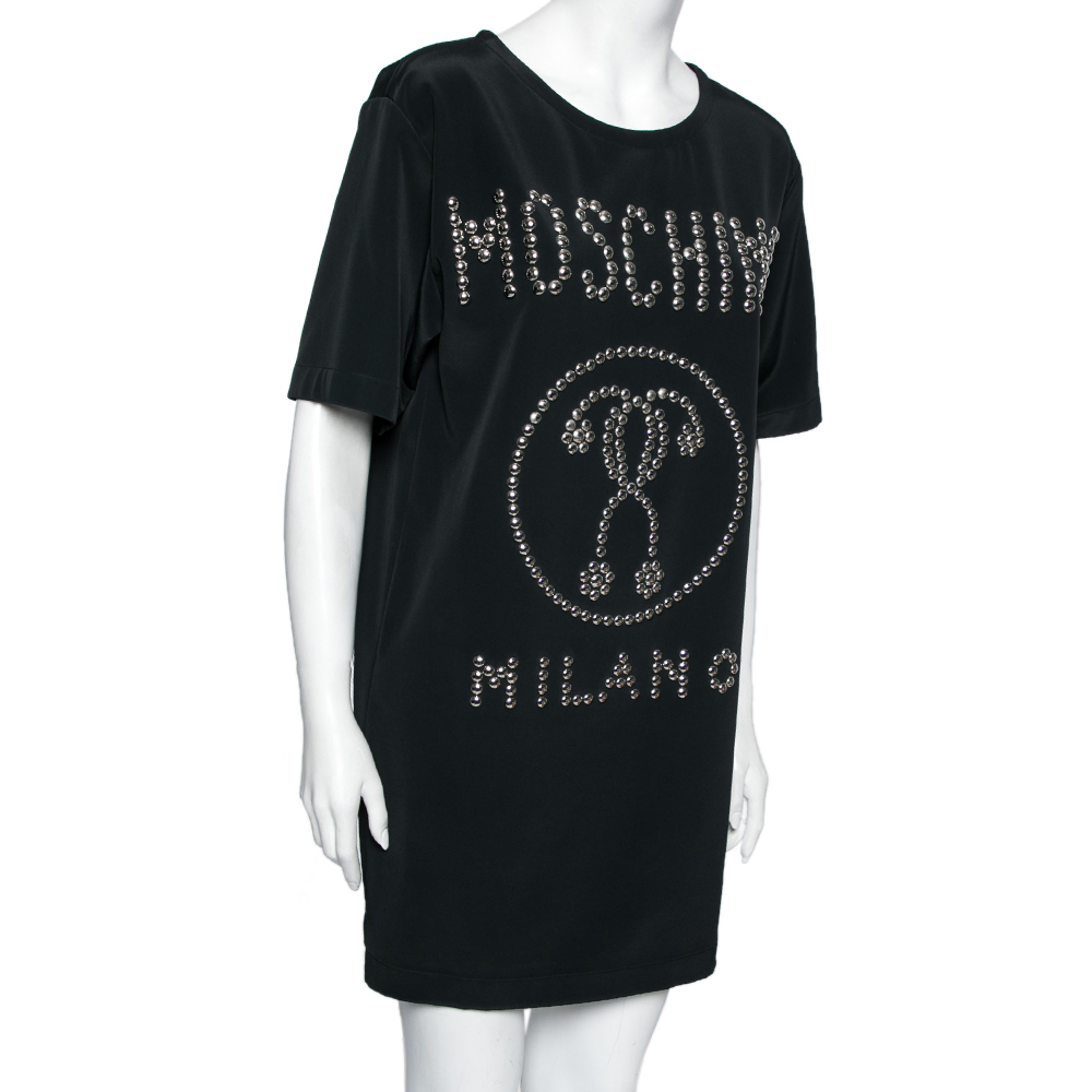 

Moschino Black Crepe Studded Embellished Dress