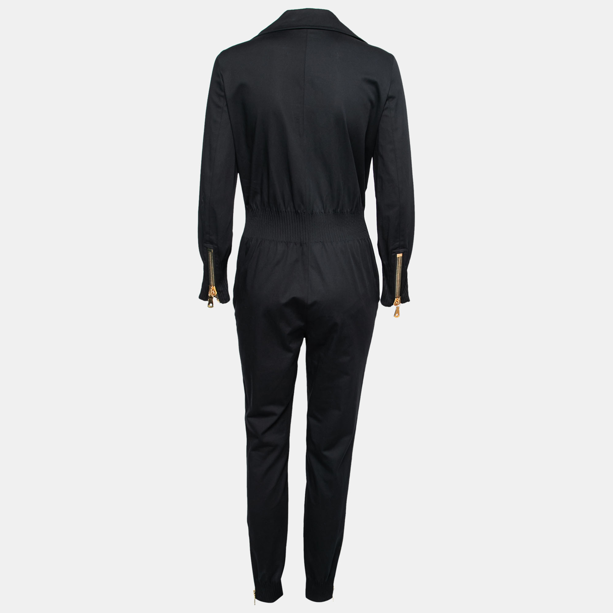 

Moschino Black Cotton Zip Embellished Jumpsuit