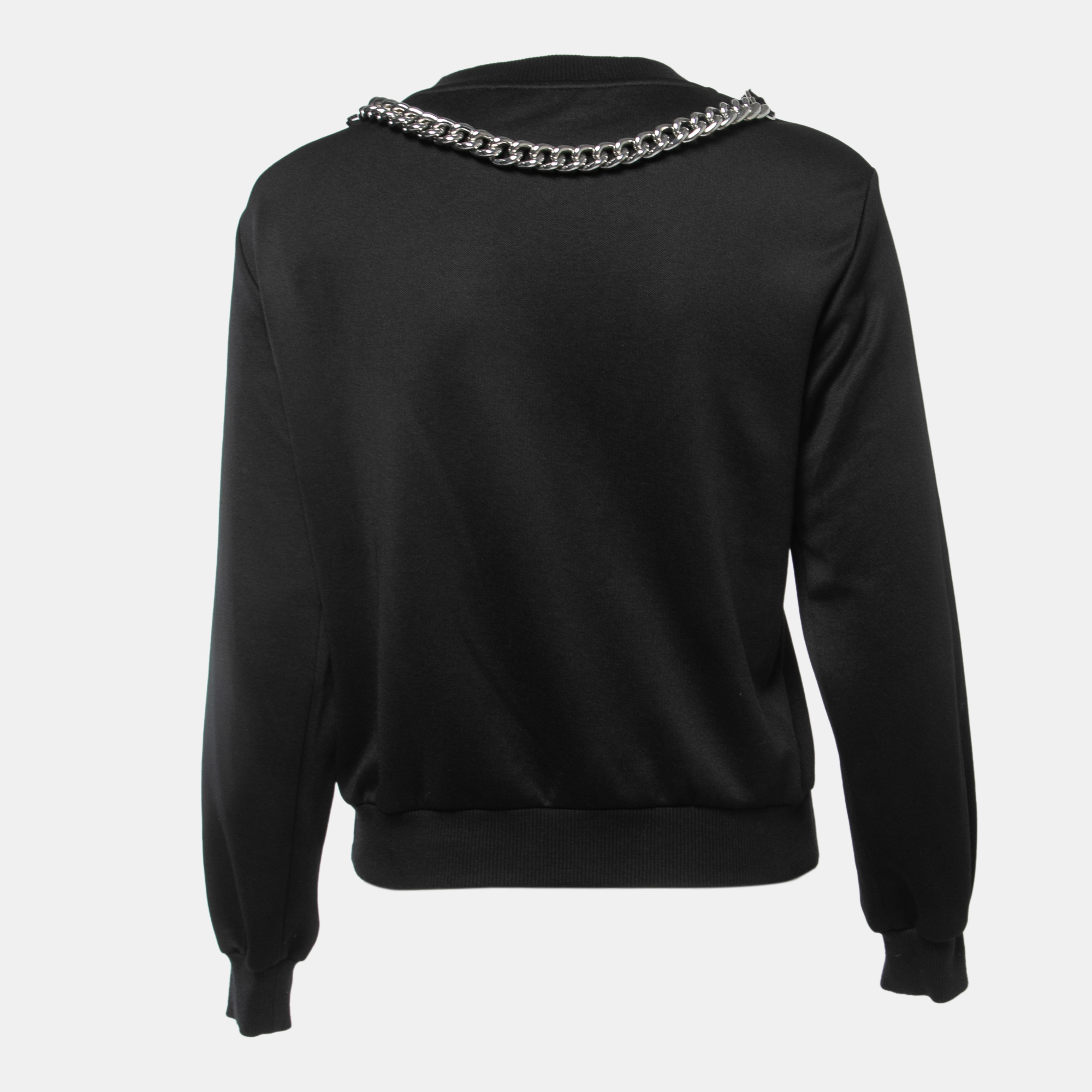 

Moschino Black Logo Printed Jersey Knit Chain Detail Sweatshirt