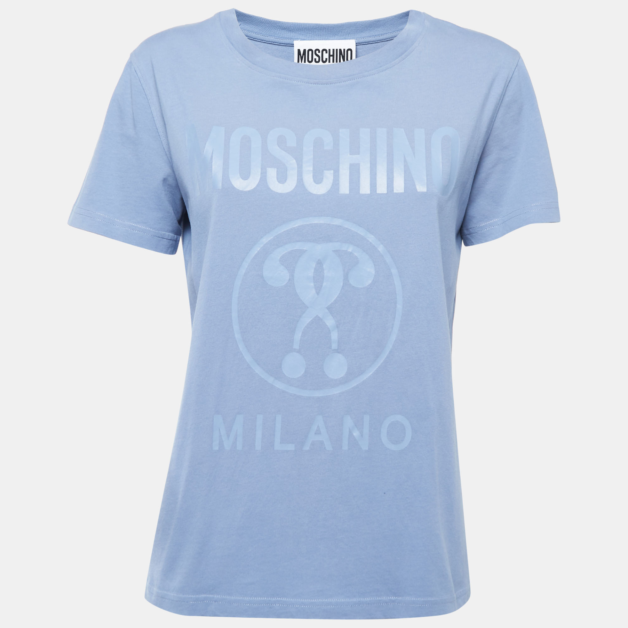 

Moschino Blue Logo Print Cotton Crew Neck Short Sleeve T-Shirt