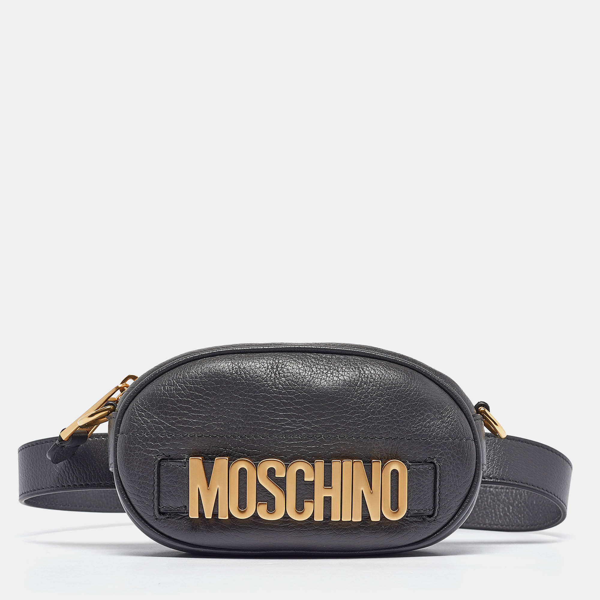 

Moschino Grey Leather Mini Classic Logo Belt Bag