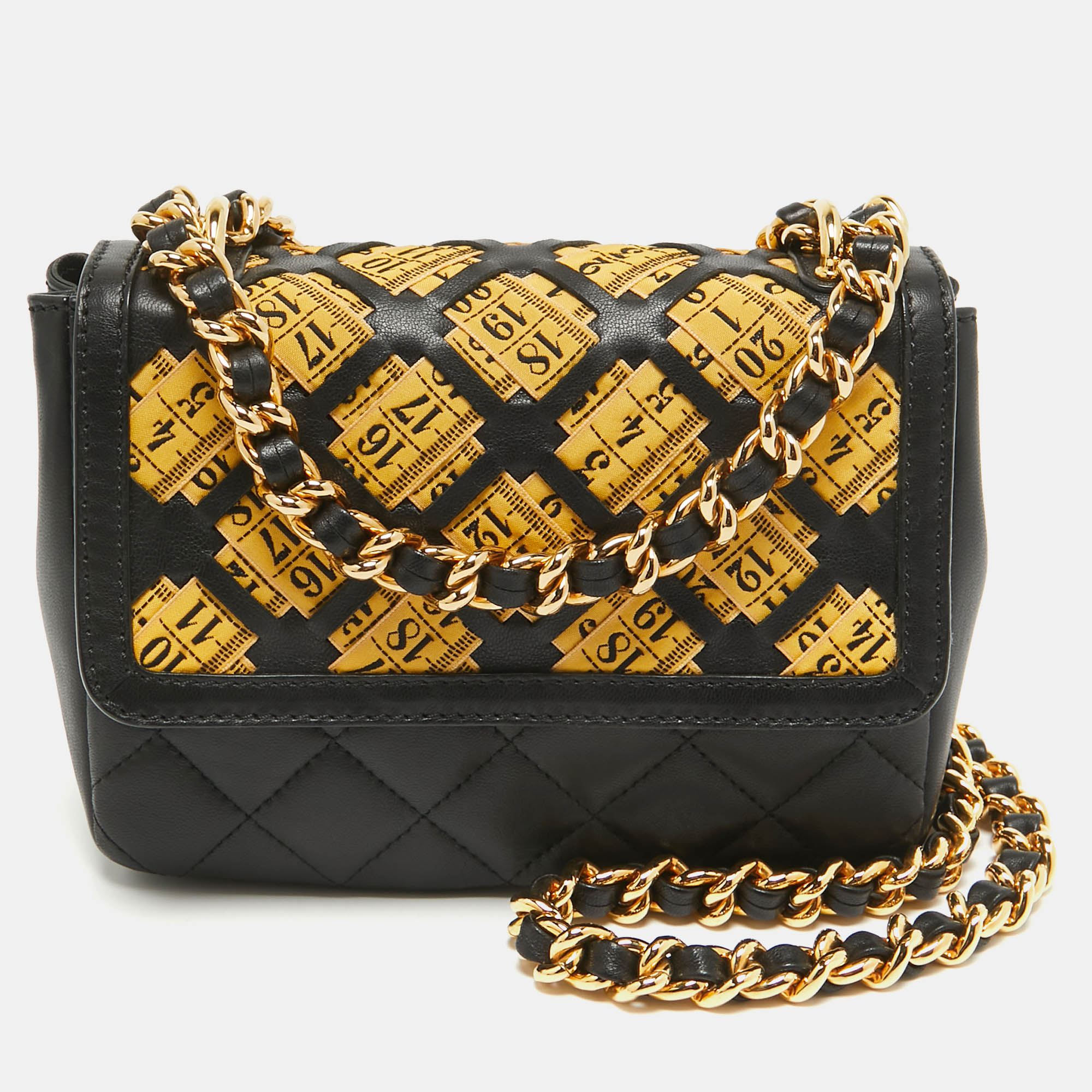 

Moschino Black Leather Measuring Tape Chain Shoulder Bag