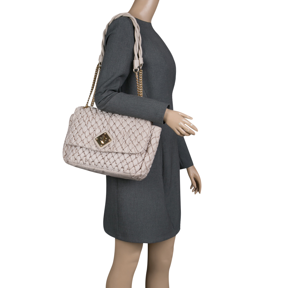 

Moschino Beige Quilted Nylon Flap Shoulder Bag